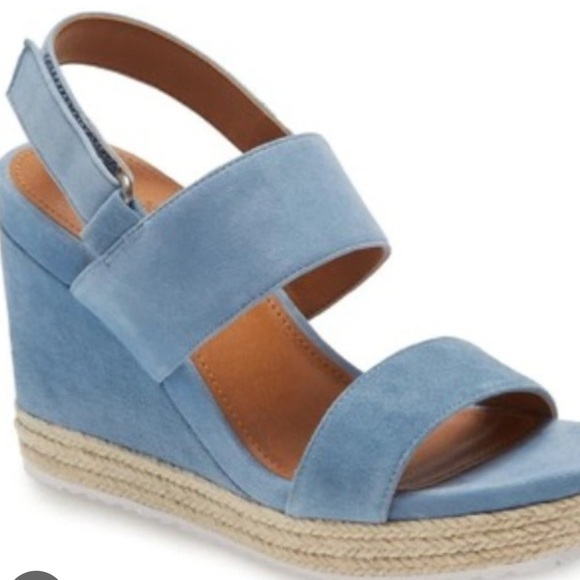Nordstrom Caslon Jillian Lea Cinderella Blue Wedge Sandal Size 4.5 - Picture 1 of 8